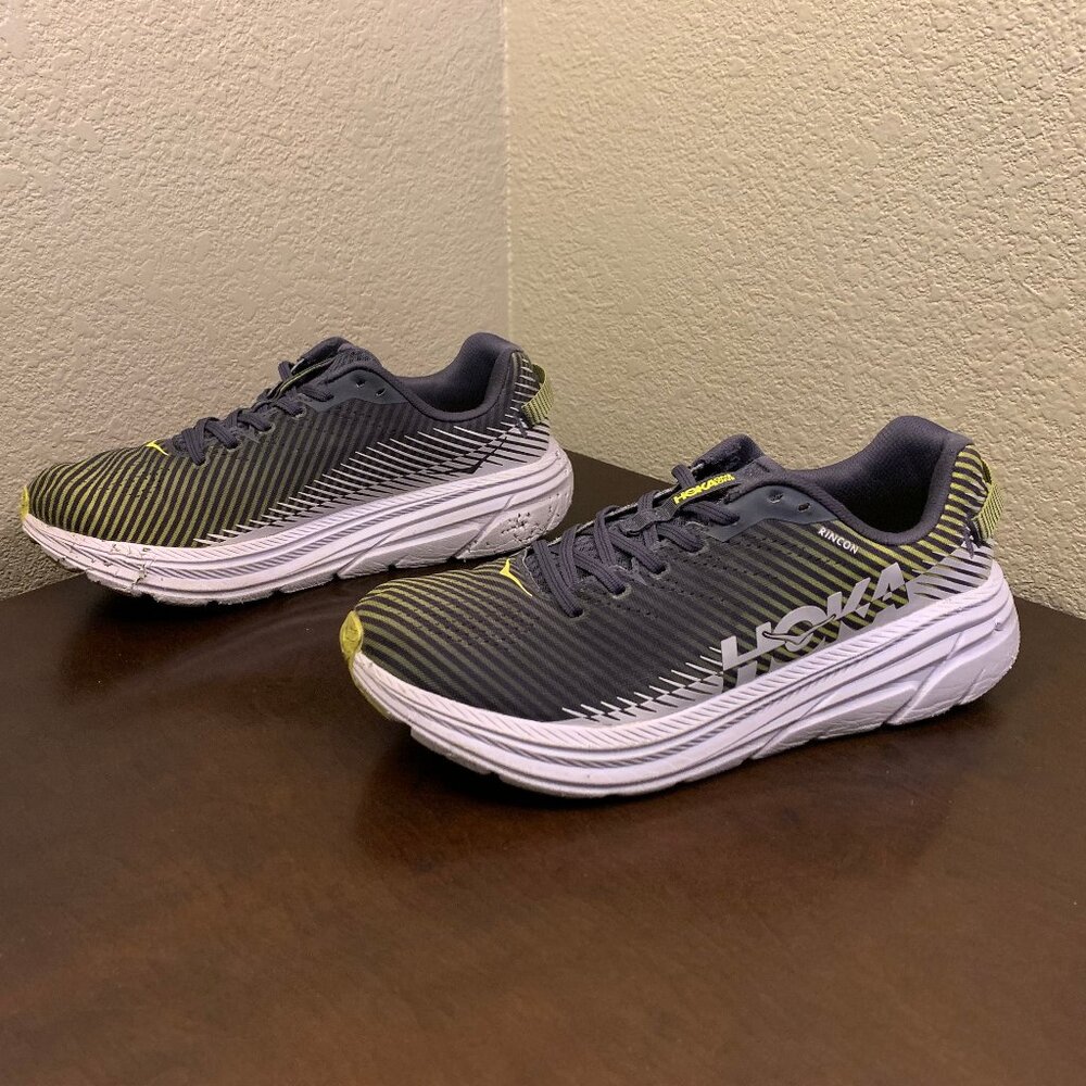 Hoka One One Rincon 2 Running Shoes Grey Blue Yellow Mens Size 10.5 Beaters